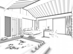 luxury stylish interior master bedroom - 34 3D Model