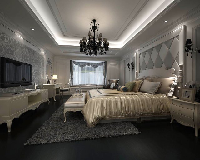 luxury stylish interior master bedroom - 35 3D Модель .c4d .max .obj .3ds .fbx .stl .blend 