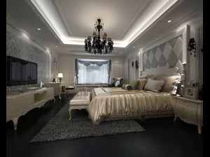luxe stijlvol interieur hoofdslaapkamer - 35 3D Model