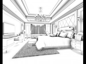 luxury stylish interior master bedroom - 35 3D Модель