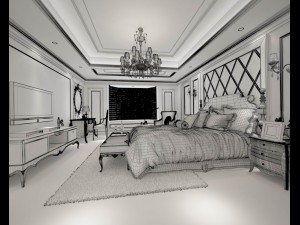 luxury stylish interior master bedroom - 35 3D Модель
