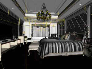 luxury stylish interior master bedroom - 35 3D Model