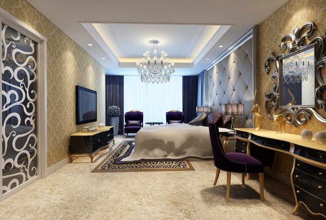 luxury stylish interior master bedroom - 38 Modello 3D .c4d .max .obj .3ds .fbx .stl .blend