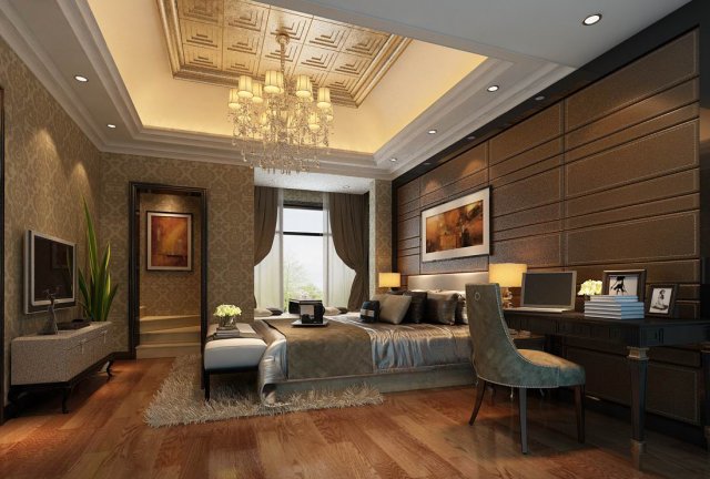 luxury stylish interior master bedroom - 39 3D Model .c4d .max .obj .3ds .fbx .stl .blend 