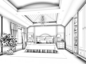 luxury stylish interior master bedroom - 41 Model 3D