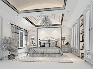 luxury stylish interior master bedroom - 41 Model 3D
