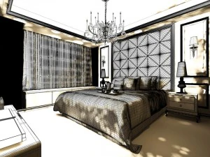 luxury stylish interior master bedroom - 43 3D Model