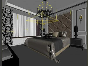 luxury stylish interior master bedroom - 43 3D Model