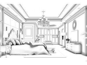luxury stylish interior master bedroom - 44 3D मॉडल
