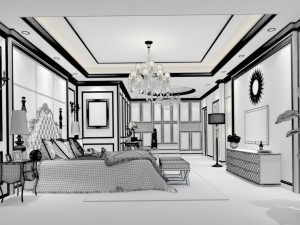 luxury stylish interior master bedroom - 44 3D मॉडल