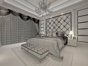luxury stylish interior master bedroom - 45 3D Model