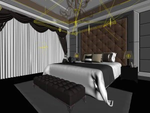 luxury stylish interior master bedroom - 45 3D Model
