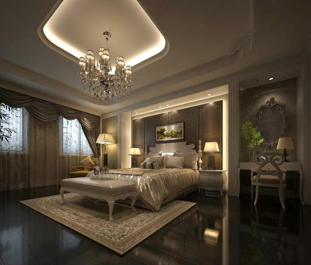 luxury stylish interior master bedroom - 46 3D Model .c4d .max .obj .3ds .fbx .stl .blend 