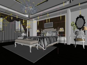 luxury stylish interior master bedroom - 46 3D Model
