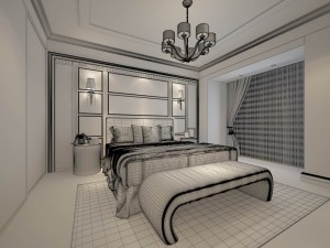 luxury stylish interior master bedroom - 48 3D Model