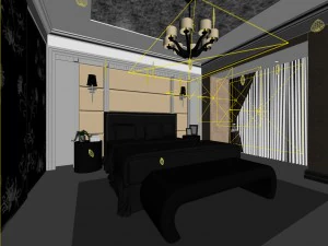 luxury stylish interior master bedroom - 48 3D Model