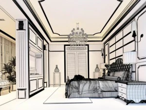 luxury stylish interior master bedroom - 49 3D Model