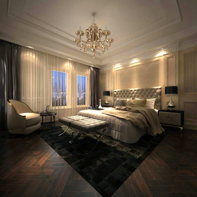 luxury stylish interior master bedroom - 50 3D 모델 .c4d .max .obj .3ds .fbx .stl .blend