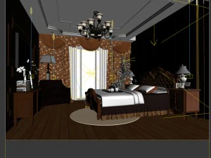 luxury stylish interior master bedroom - 51 3D Model