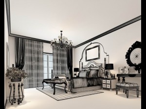 luxury stylish interior master bedroom - 53 3D Model