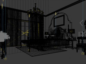 luxury stylish interior master bedroom - 53 3D Model