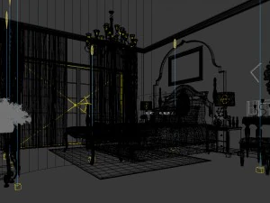 luxury stylish interior master bedroom - 53 3D Model