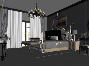 luxury stylish interior master bedroom - 53 3D Model