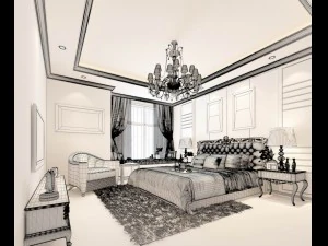 luxury stylish interior master bedroom - 55 3D Model