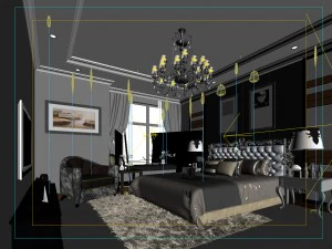 luxury stylish interior master bedroom - 55 3D Model