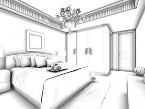 luxury stylish interior master bedroom - 56 3D Model