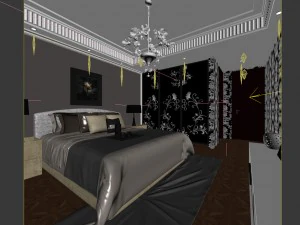 luxury stylish interior master bedroom - 56 3D Model