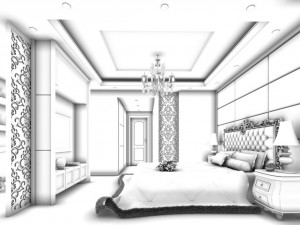 luxury stylish interior master bedroom - 57 3D Model