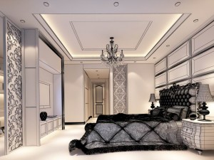 luxury stylish interior master bedroom - 57 3D Model