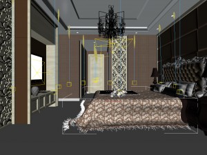 luxury stylish interior master bedroom - 57 3D Model