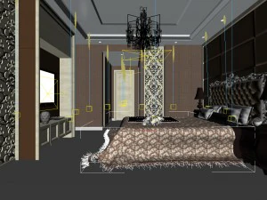 luxury stylish interior master bedroom - 57 3D Model