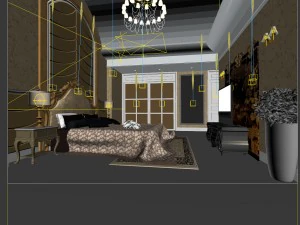 luxury stylish interior master bedroom - 59 3D Model