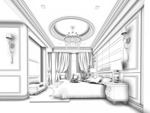 luxury stylish interior master bedroom - 61 3D Model
