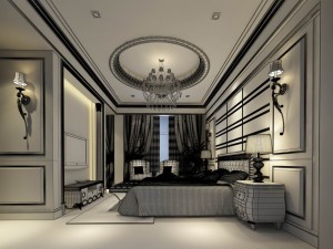 luxury stylish interior master bedroom - 61 3D Model