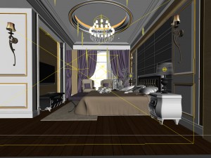 luxury stylish interior master bedroom - 61 3D Model