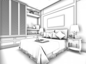 luxury stylish interior master bedroom - 62 3D Model