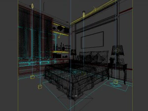 luxury stylish interior master bedroom - 62 3D Model