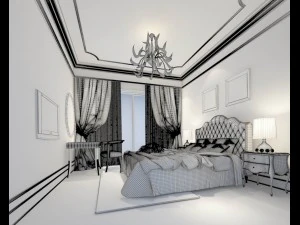 luxury stylish interior master bedroom - 63 3D Model