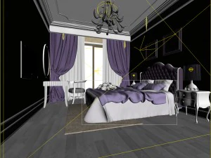 luxury stylish interior master bedroom - 63 3D Model