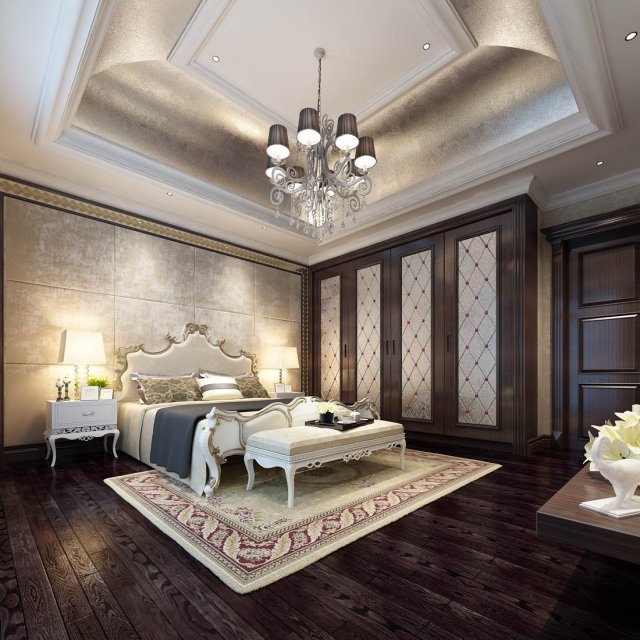 luxury stylish interior master bedroom - 64 3D Model .c4d .max .obj .3ds .fbx .stl .blend