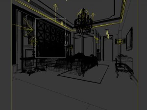 luxury stylish interior master bedroom - 67 3D Model