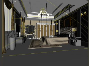 luxury stylish interior master bedroom - 69 3D Model