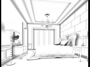 luxury stylish interior master bedroom - 70 3D Model