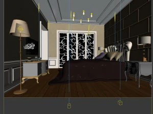 luxury stylish interior master bedroom - 70 3D Model