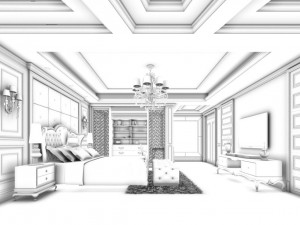 luxury stylish interior master bedroom - 71 3D 모델