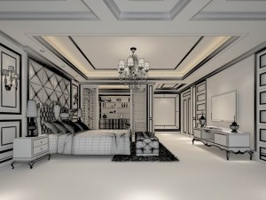 luxury stylish interior master bedroom - 71 3D 모델